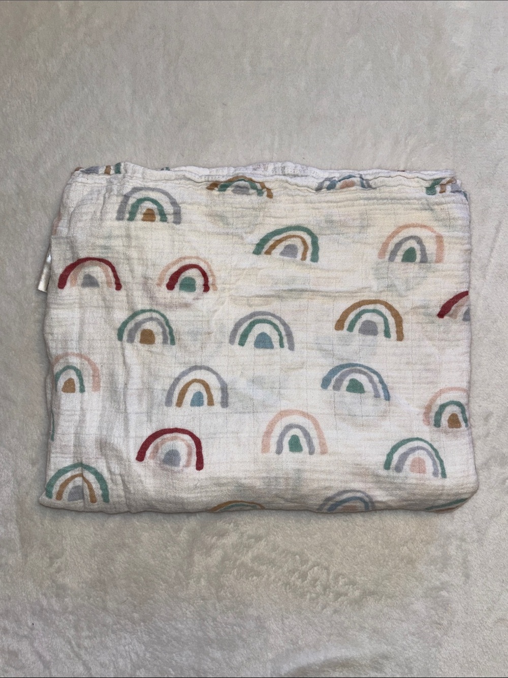 Loulou lollipop Neutral Rainbow Muslin Swaddle Blanket